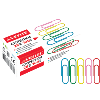 Скрепки металлические deVENTE 28 мм 100 шт цветные