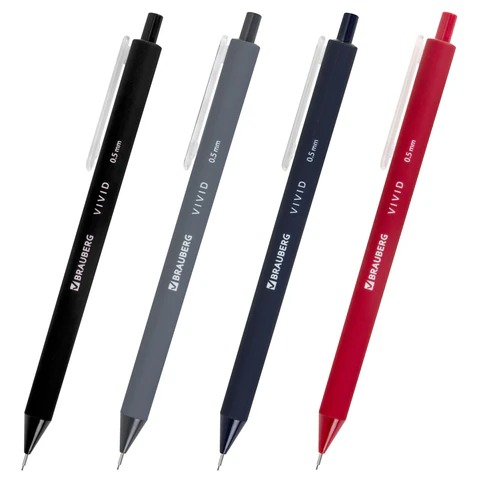 Карандаш механический 0,5 мм BRAUBERG "VIVID", корпус soft-touch ассорти