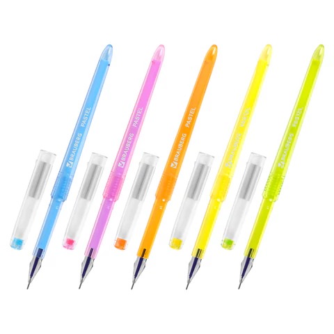 Ручка гелевая BRAUBERG DIAMOND PASTEL, СИНЯЯ, корпус ассорти, игольчатый узел 0,5 мм, линия письма 0,25 мм