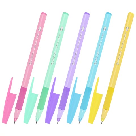 Ручка шариковая с грипом BRAUBERG "i-STICK POINT PASTEL", СИНЯЯ, корпус ассорти, игольчатый узел 0,7 мм, линия письма 0,35 мм
