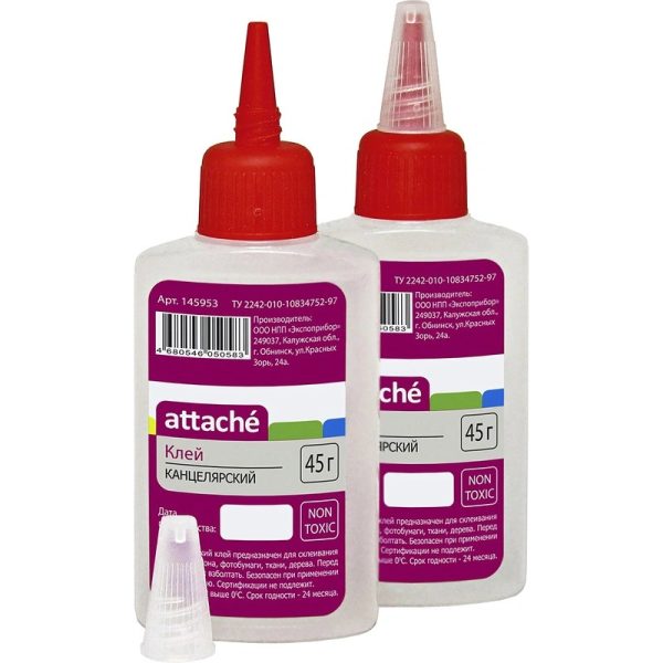 Клей канцелярский жидкий Attache 45 мл прозрачный пластиковый аппликатор